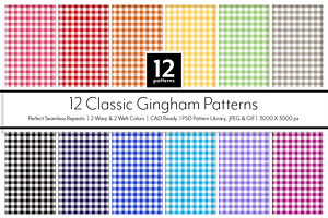 12 Classic Gingham Patterns, a Pattern Graphic by catherine.hubert