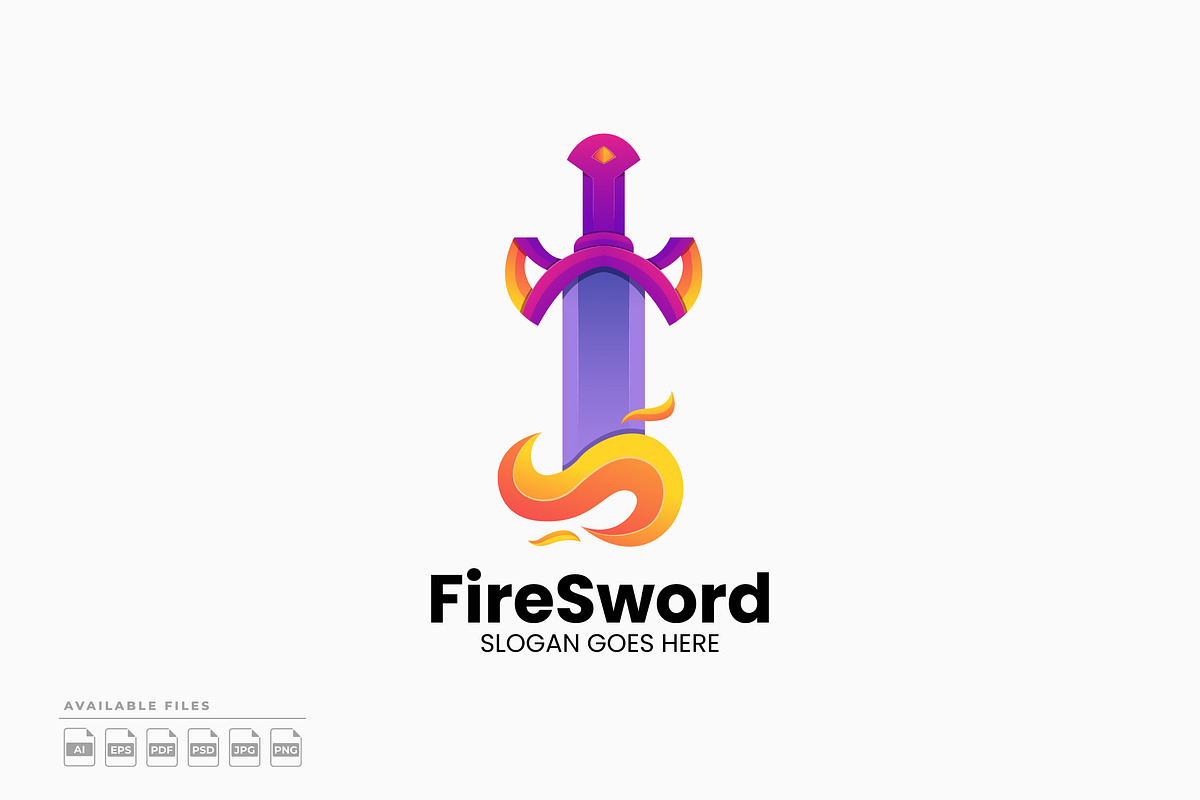 Fire Sword Gradient Colorful Logo, a Branding & Logo Template by Zeer Graphic