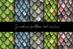 Dragon Scales. Seamless Patterns