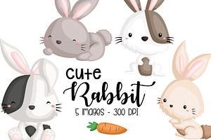 Cute Rabbit Clipart - Hare Bunny