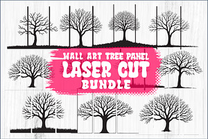 Multi-Panel Tree Silhouette Laser Cu, an Object Graphic by BIPLOB EXPERT