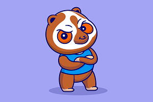 Cute Slow Loris Folded Arms Cartoon, an Animal Illustration by Catalyst Labs