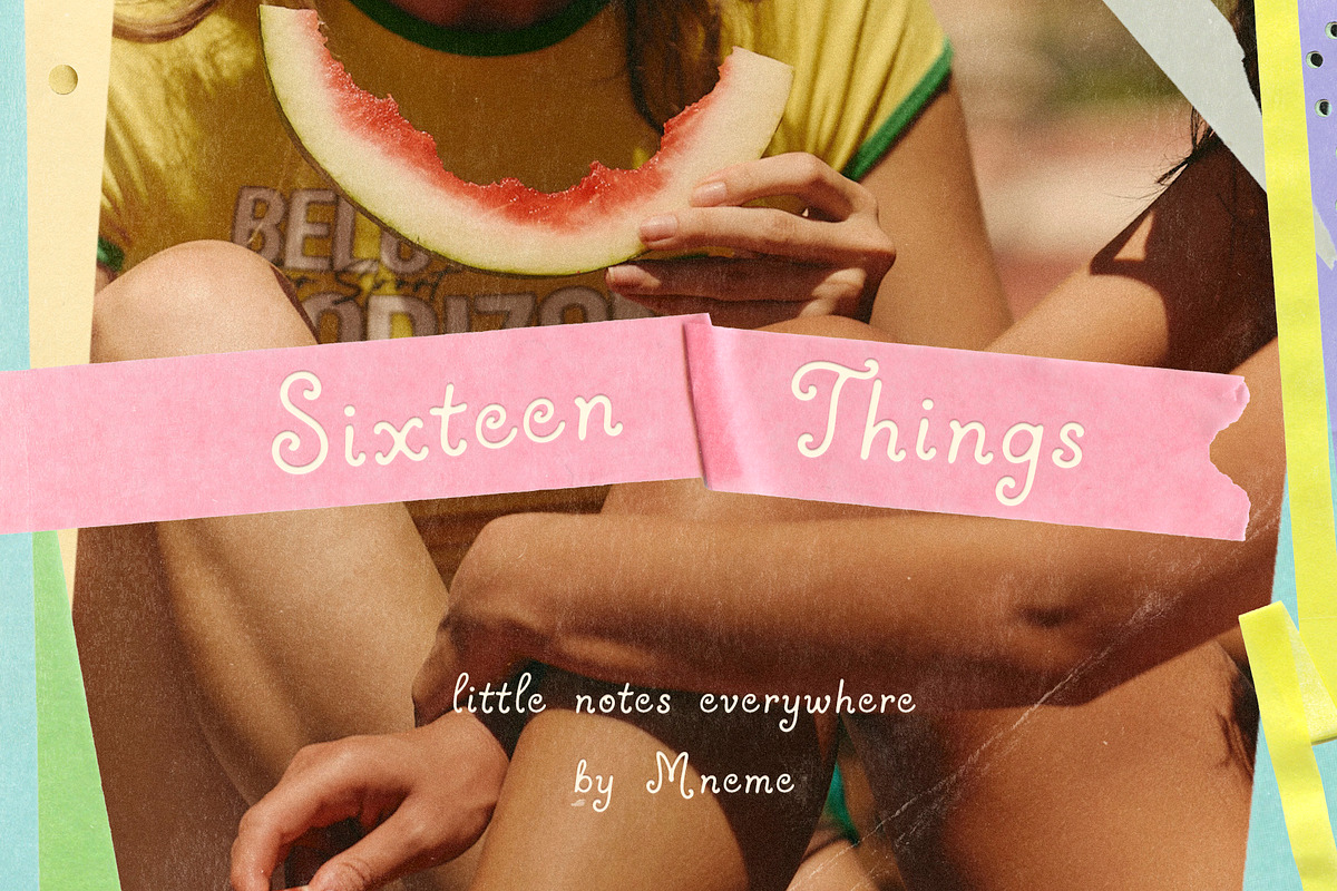 Sixteen Things: Handwritten Font, a Script Font by Mneme (Photo 1 of 8)