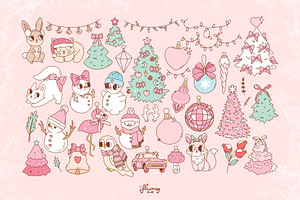 Sweet Pink Christmas Clipart Bundle