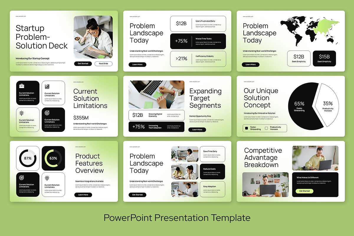 Green White Startup Problem-Solution, a Presentation Template by Sixtemp (Photo 2 of 3)
