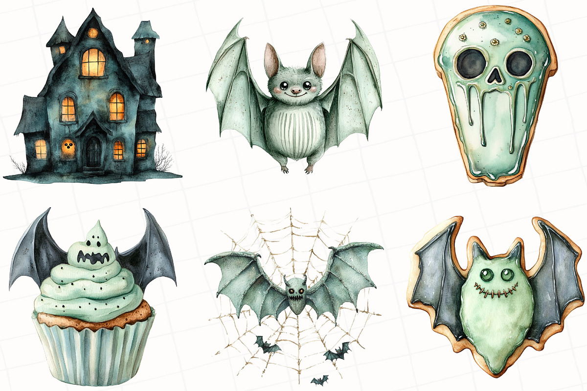Mint Green Halloween Clipart, an Illustration by OK Design (Photo 3 of 5)