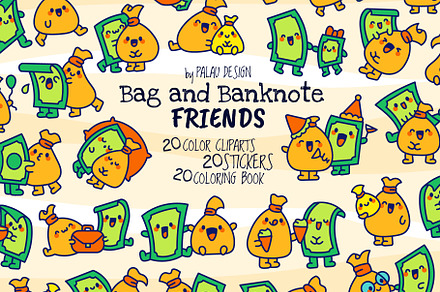 Bag Money Banknote Friends Character, a Finance Illustration by Palau