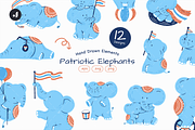 Patriotic Elephants Hand Drawn, an Object Illustration by Jump Studio (Thumbnail 1 of 5)