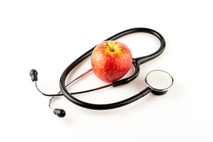 Stethoscope and apple