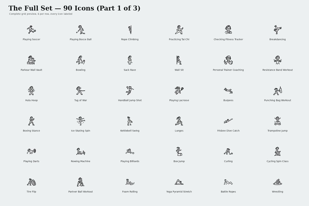 Hand Drawn Sports & Fitness Icons, an Outline Icon by Symbolic Language (Photo 2 of 5)