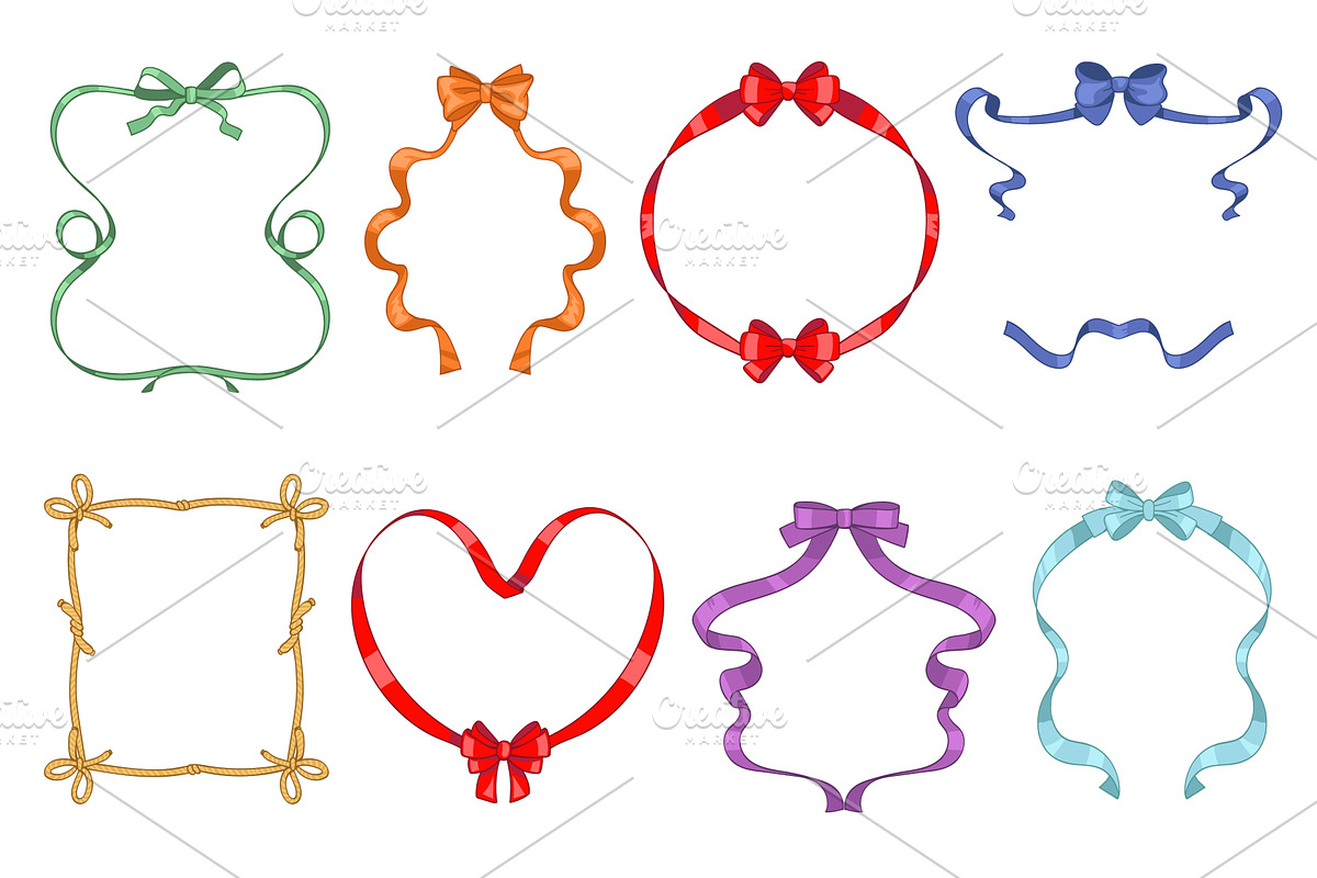 Frames from ribbons with bows, an Illustration by YummyBuum