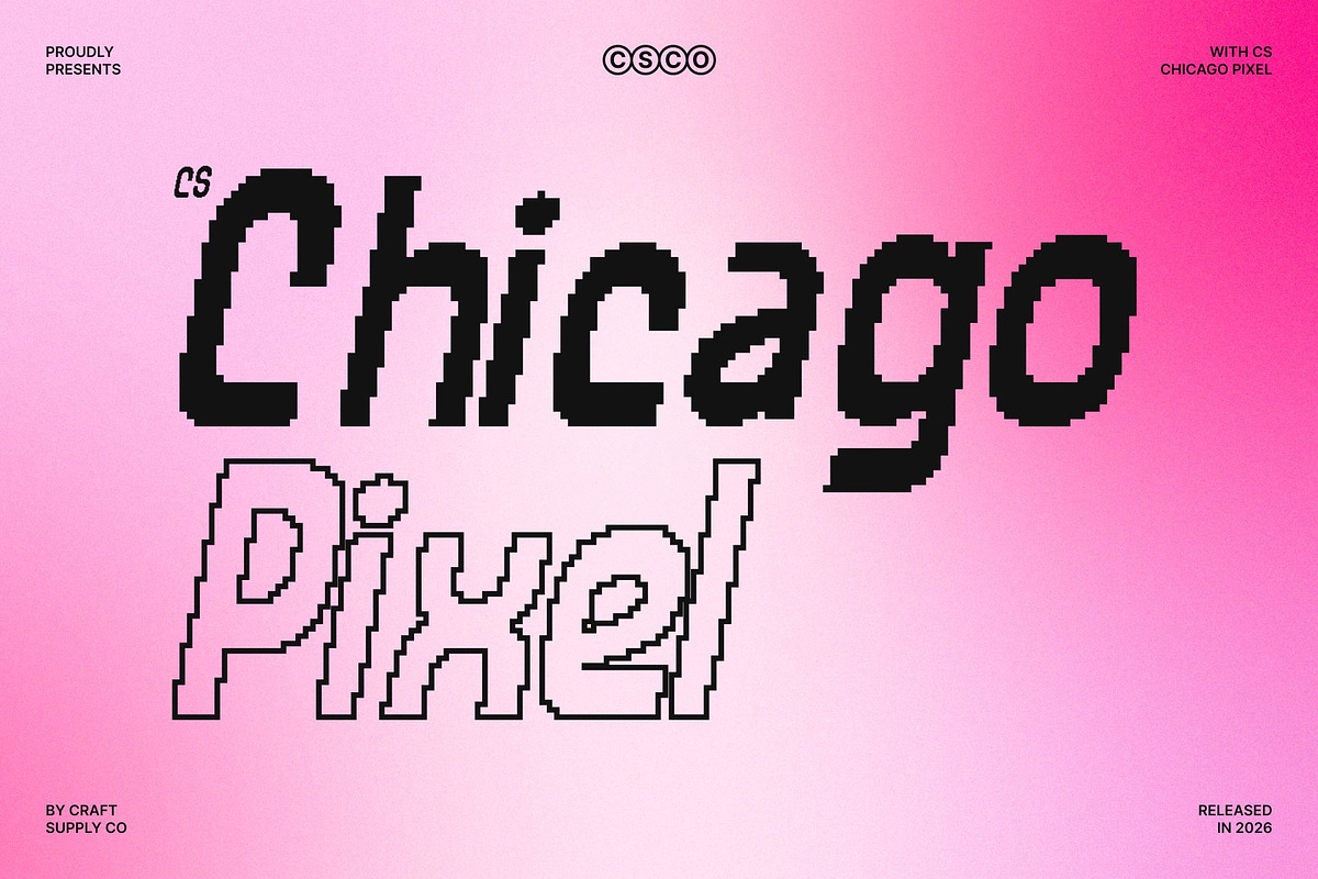 CS Chicago Pixel, a Sans Serif Font by Craft Supply Co. (Photo 1 of 8)
