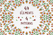 Folk Floral Vector Ornament Set, a Decorative Illustration by ElenaKovalyova (Thumbnail 2 of 5)