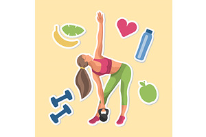 Faceless fitness woman stretching, a Sport Illustration by okskukuruza