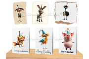 20 Whimsical Quirky Pets Clipart Set, an Animal Illustration by Art Paradise Studios (Thumbnail 6 of 8)