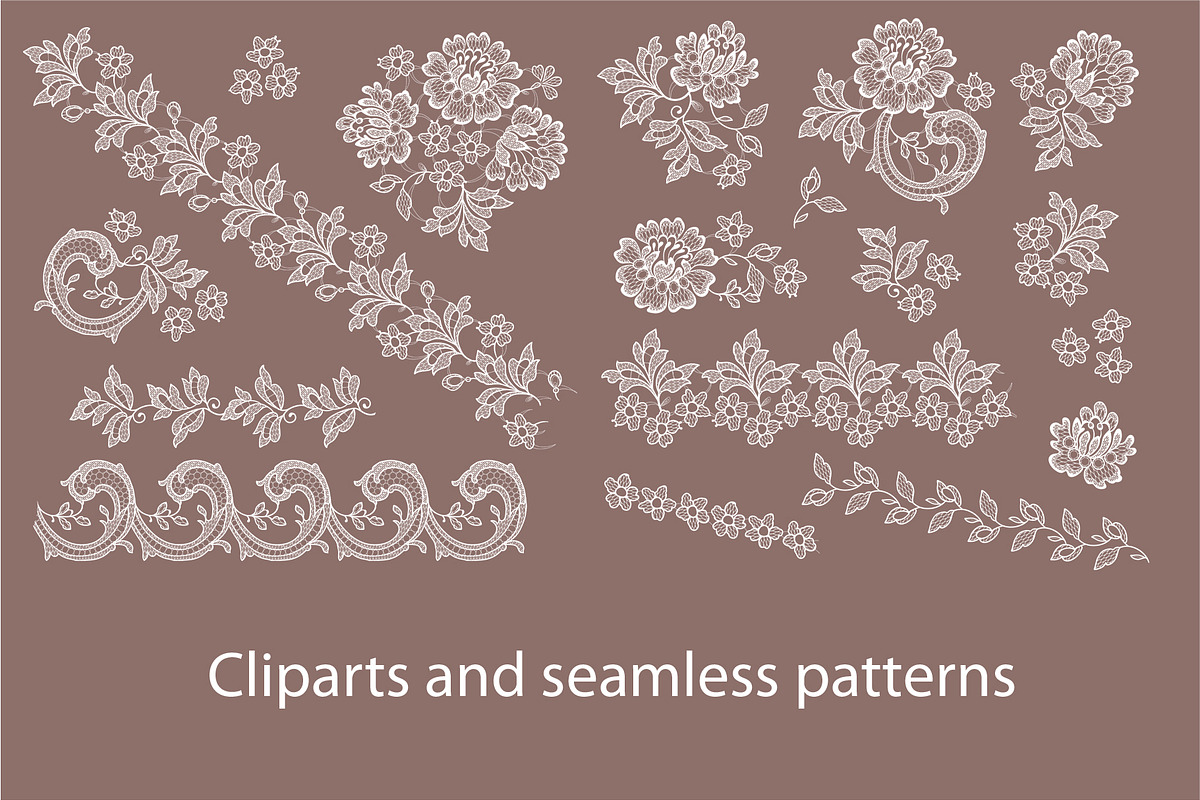 Lace seamless ribbons, cliparts., a Pattern Graphic by Ajuga (Photo 4 of 7)