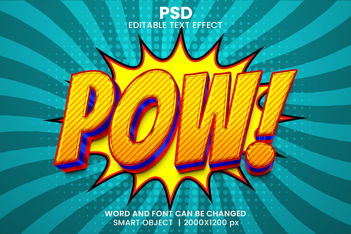 Pow Comic Editable Psd Text Effect, a Brushes & More by bdrobin (Photo 1 of 2)
