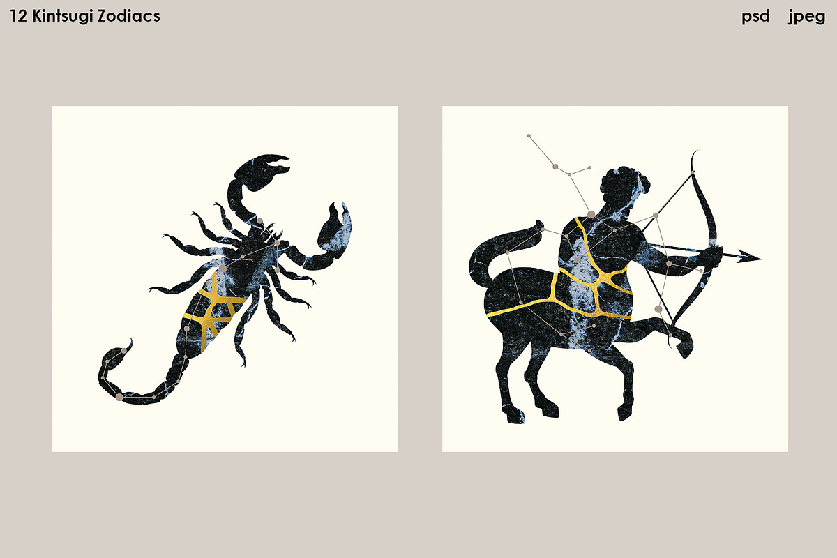 Kintsugi Zodiacs Vol.2 - PSD, JPEG, an Object Illustration by Kessens (Photo 9 of 9)