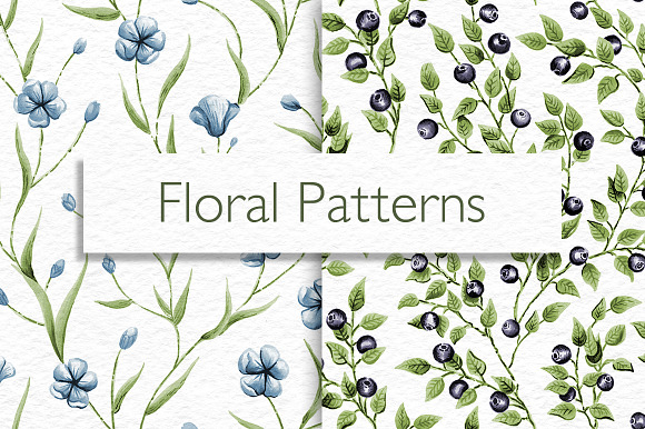 Floral And Blueberry Patterns
