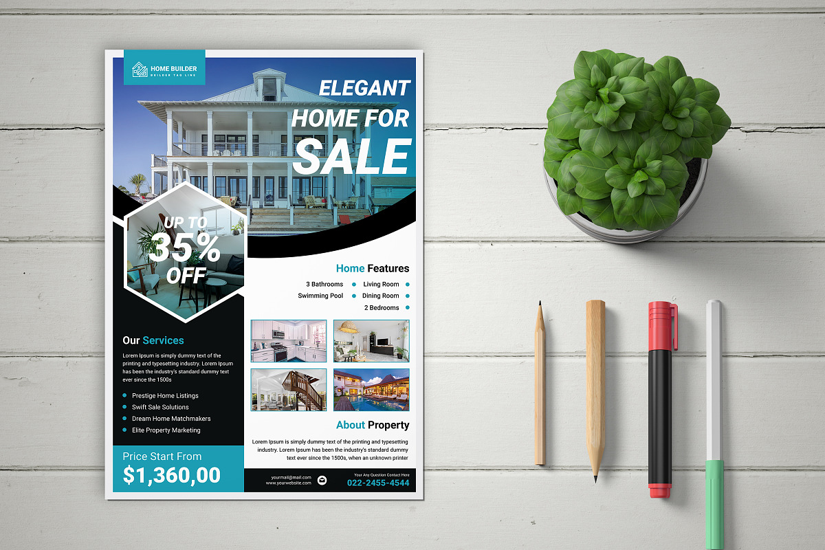 Real Estate Flyer Template Design, a Flyer Template by Graphiexperto (Photo 4 of 6)