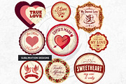 Vintage Valentines Day Labels PNG, a Seasonal Illustration by ThatsDesignArt (Thumbnail 8 of 9)