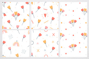 Kids Cute Floral Seamless Pattern