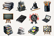 Monochromic Teacher's Day Clipart, an Illustration by NadiaTheronArt (Thumbnail 2 of 5)