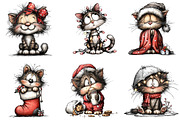 Quirky Christmas Cat Clipart, an Illustration by DreamArtGraphic (Thumbnail 4 of 4)