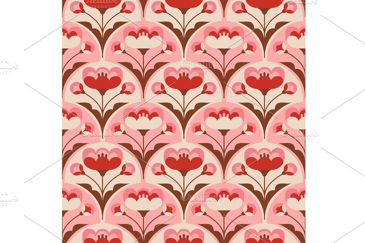 Geometric flower seamless pattern, an Object Illustration by YummyBuum
