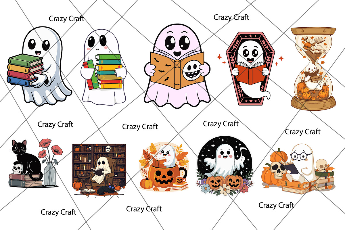 Book Lovers Sticker PNG Bundle, a Pattern Graphic by CrazyCraft (Photo 2 of 7)