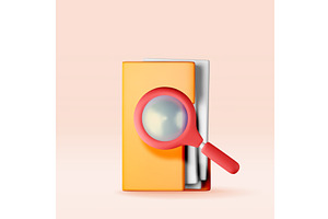 3D document folder with magnifying, an Object Illustration by Abscent