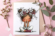 Watercolor Girls with Flowers PNG, a Seasonal Illustration by Canvas Craft (Thumbnail 7 of 7)