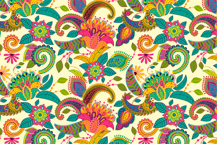 3 Floral Indian patterns, a Pattern Graphic by Sunny_Lion