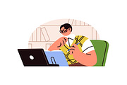 People work, study on laptop set, a Technology Illustration by PaperTrident (Thumbnail 4 of 7)
