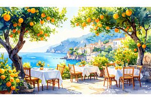 Mediterranean terrace with orange, a Holiday Photo by Igor Tichonow
