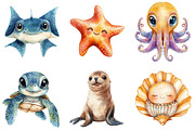 Adorable Ocean Animals Collection, an Illustration by Pixels.Craft (Thumbnail 3 of 6)