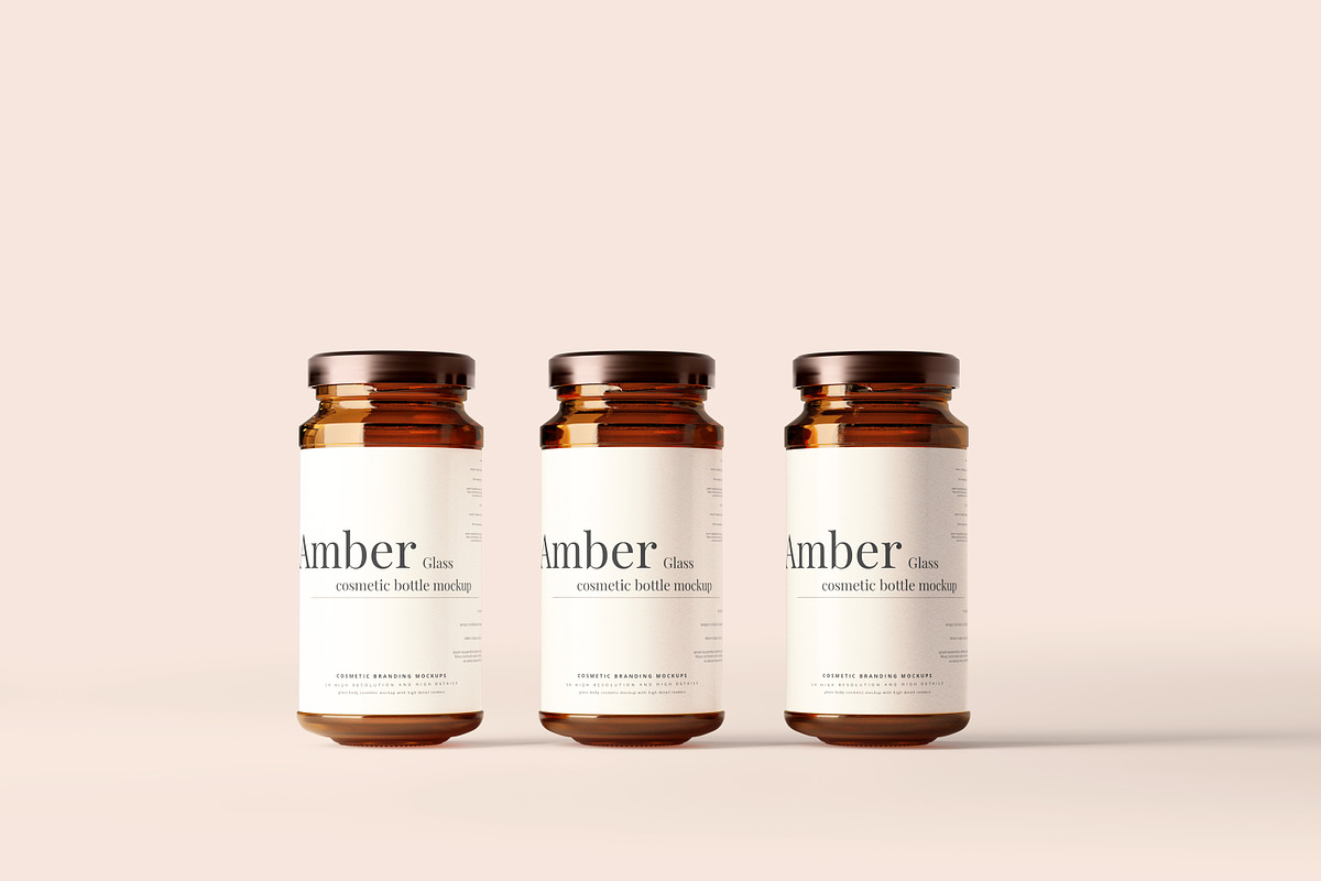 Amber Glass Jar Mockups, a Cups & Container Mockup by pmvch (Photo 2 of 10)