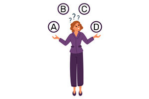 Woman chooses between plan options, a Person Illustration by Vectorbuum