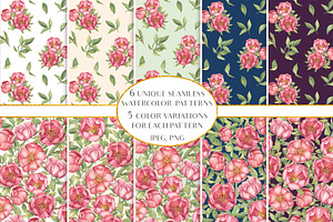 Peonies Seamless Patterns