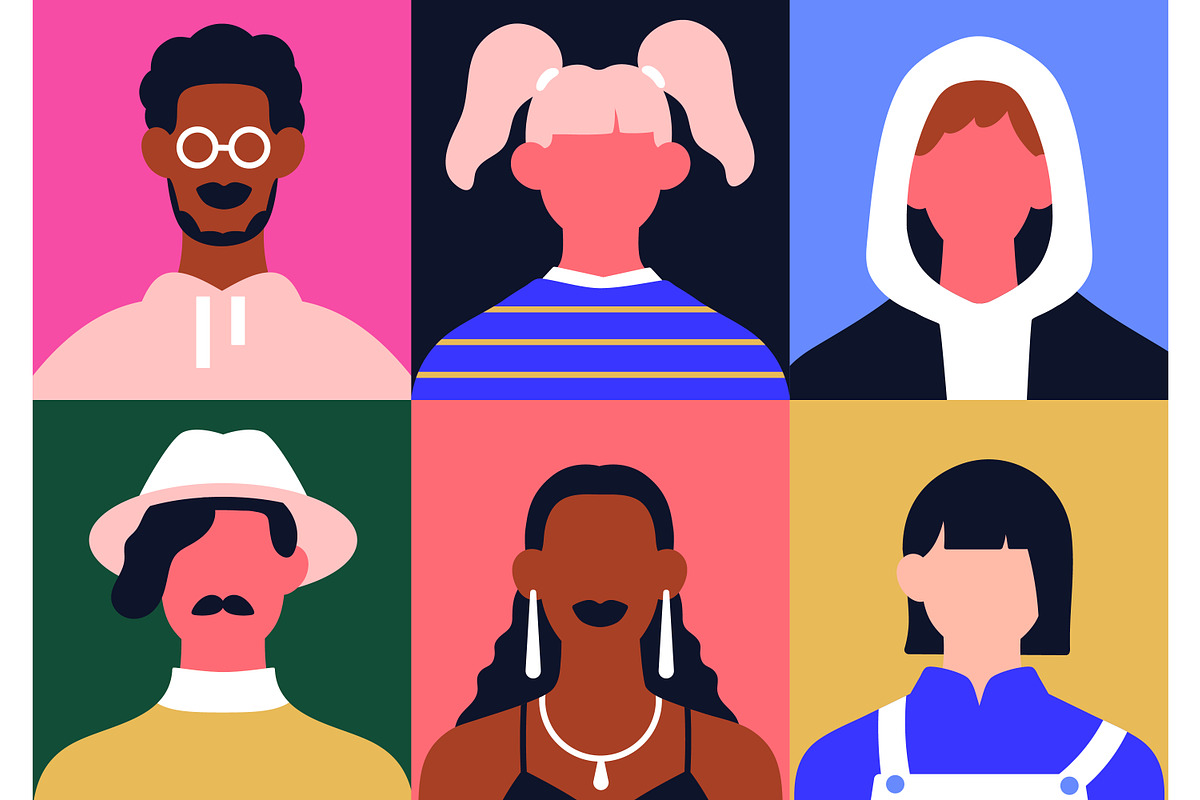 Abstract people face avatars set, a Person Illustration by Good Studio (Photo 2 of 13)