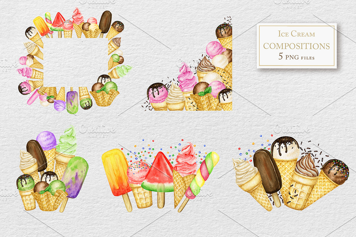 Ice Cream watercolor clipart, an Object Graphic by svetlanaARTdreams (Photo 8 of 11)