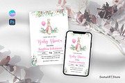 Baby Shower Pink Bunny Invitation, an Invitation Template by SvetaArtStore (Thumbnail 1 of 6)