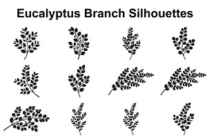 Eucalyptus Branch Silhouette Set
