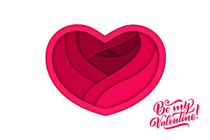 Paper cut Valentine's day heart, a Seasonal Illustration by Vector Tradition