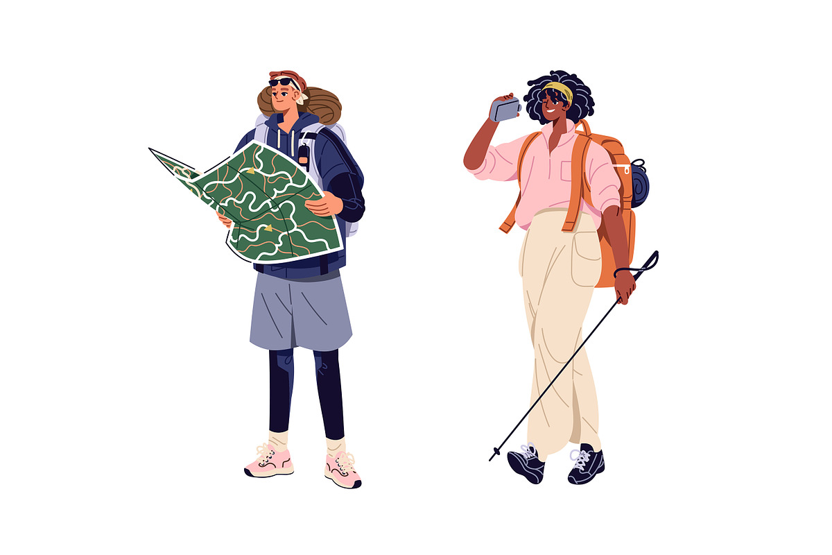 Hikers, tourists with backpacks set, a Person Illustration by PaperTrident (Photo 5 of 5)
