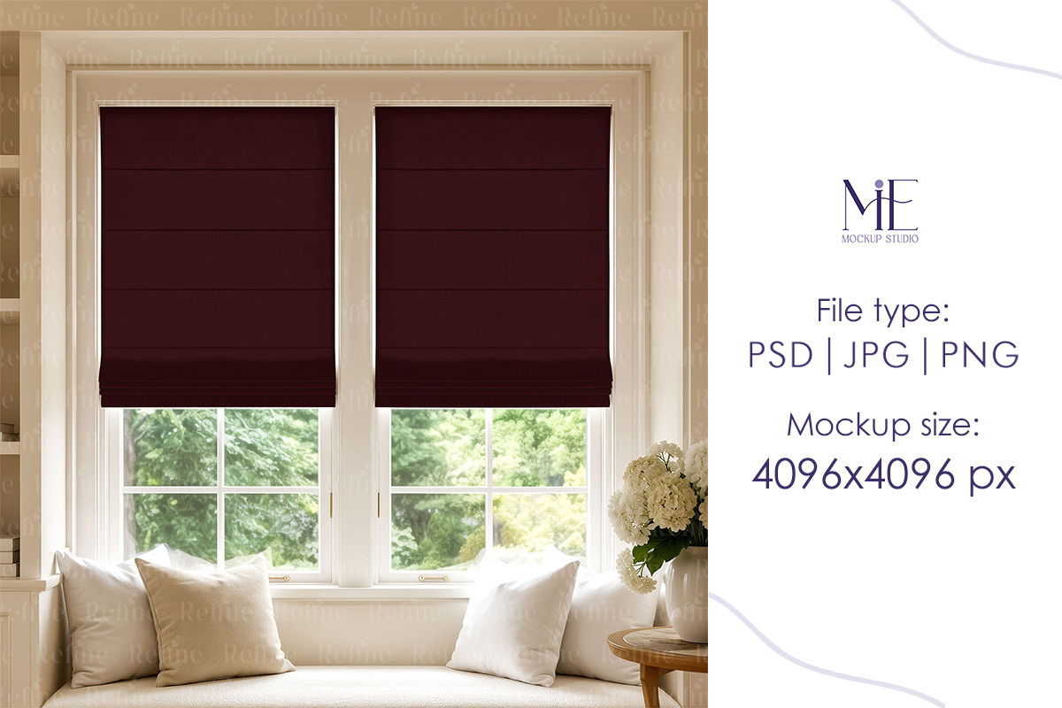 Double Roman Blind Curtain Mockup, a Household Mockup by Mie Mockup Studio (Photo 7 of 7)
