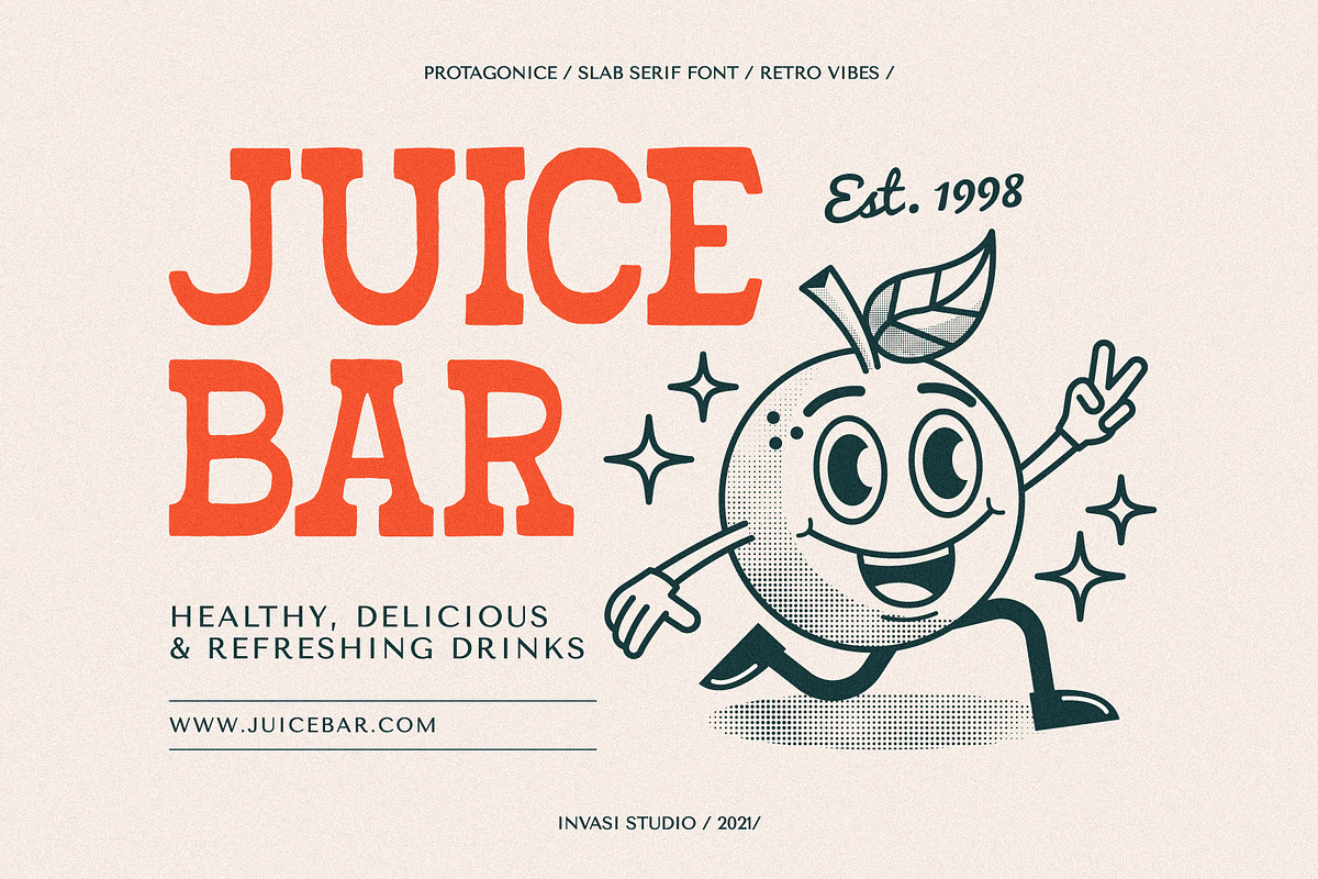 Protagonice - Retro Slab, a Slab Serif Font by Invasi Studio (Photo 3 of 10)