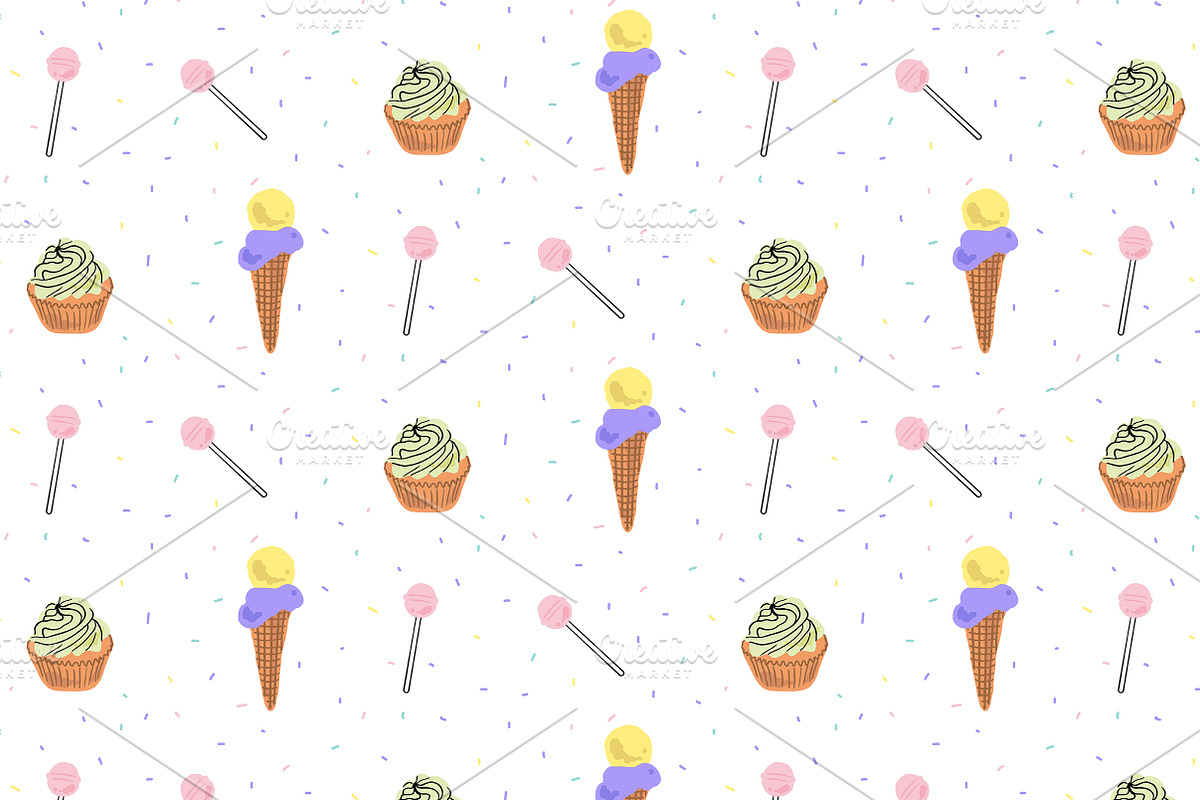 Colorful sweets patterns, a Pattern Graphic by Lyolya Profitrolya (Photo 3 of 3)
