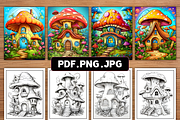 Fairy Houses Coloring Pages for Adul, a Decorative Illustration by Ink Gallery (Thumbnail 2 of 4)