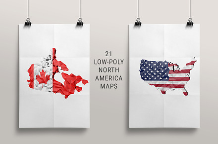 21 Low Poly North America Maps